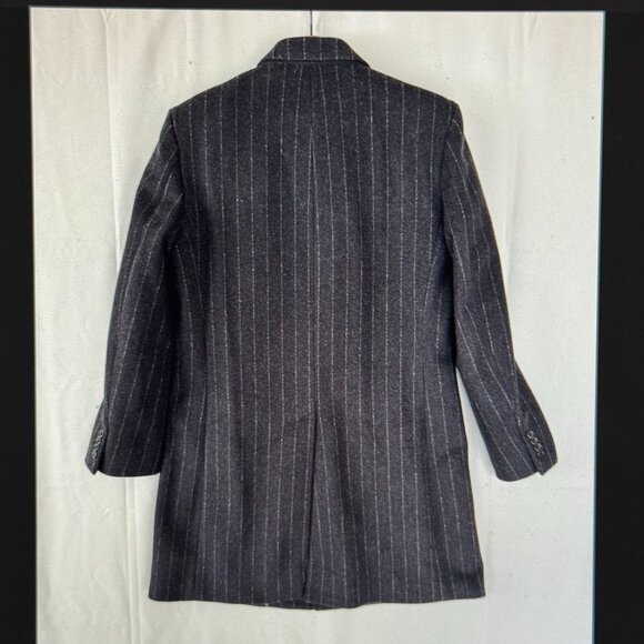 Vintage Y2K Banana Republic Wool Blend Dark Gray Pinstripe Over Coat Size Large - Picture 4 of 14